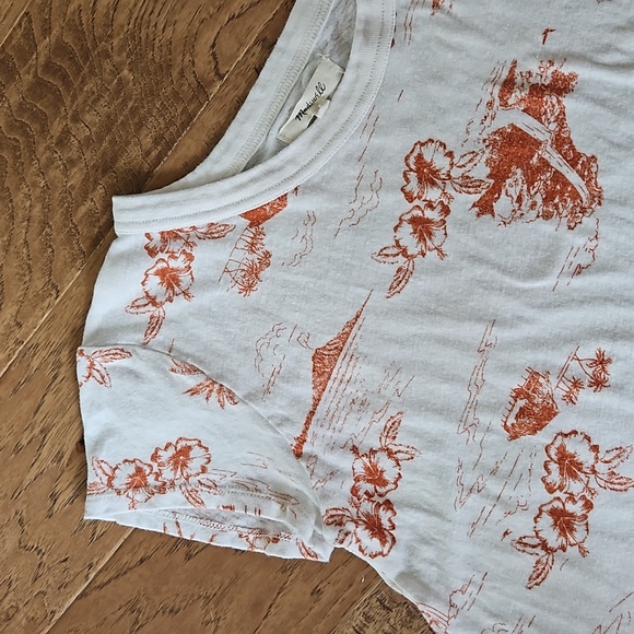 Madewell 100% Cotton Tee Small Hawaiian Print Floral - Picture 3 of 5